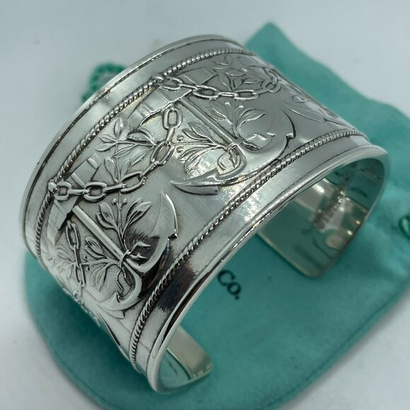 Tiffany & Co. Jewelry - Vintage Tiffany & Co. Makers Anchor Motif Cuff Bracelet Sterling Silver 6.25"